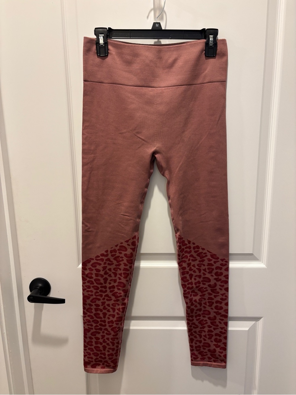 Rose Pink Leggings with Leopard Panel